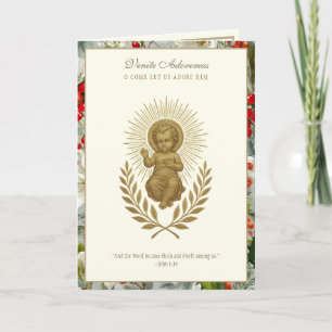 Katholisches Weihnachts-Baby-Jesus-Weihnachtsstern Feiertagskarte