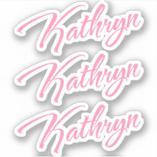 Kathryn Decorative Name in Pink x3 Aufkleber