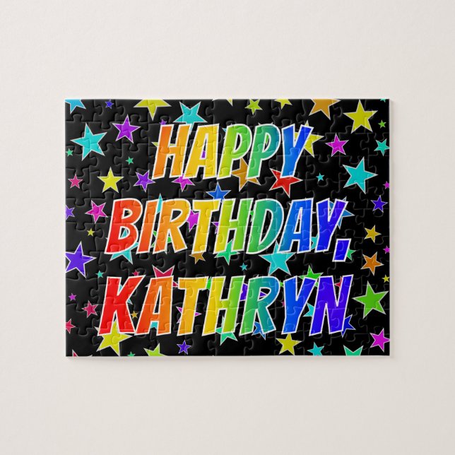 "KATHRYN" Vorname, Spaß "GLÜCKLICHER GEBURTSTAG" Puzzle (Horizontal)