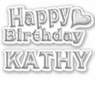 Kathy Happy Birthday silver Aufkleber Sticker