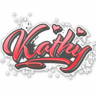 Kathy red Heart Graffiti Aufkleber Sticker