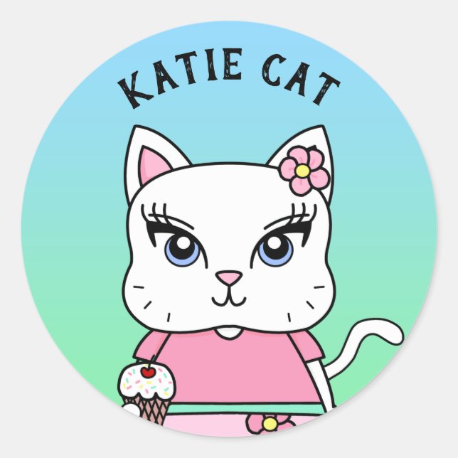 Katie Cat Personalisiert Stickers (Vorderseite)