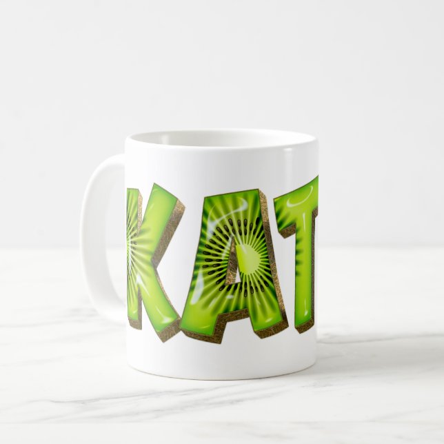 Katie Name Kiwi Style Tasse Teetasse Kaffeetasse (Vorderseite Links)
