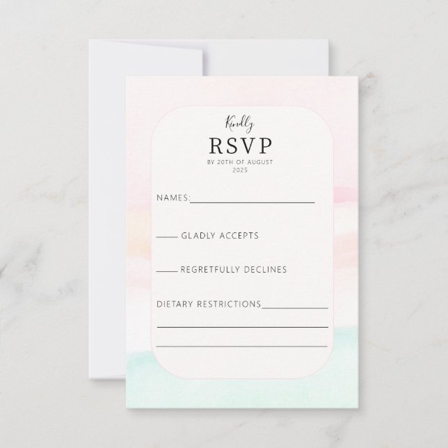 Katie - Pastel Watercolor Wedding RSVP Karte (Vorderseite)