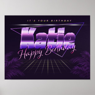 Katie Vorname lila retro poster Geburtstag