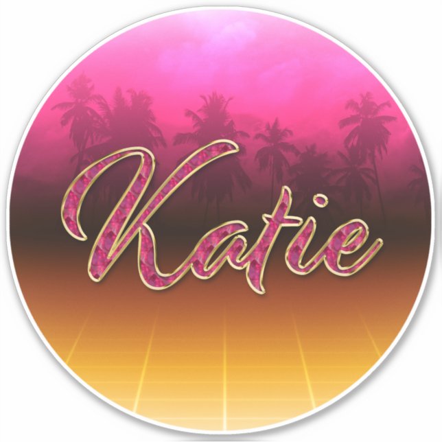 Katie Vorname Name golden pink Aufkleber Sticker (Vorderseite)