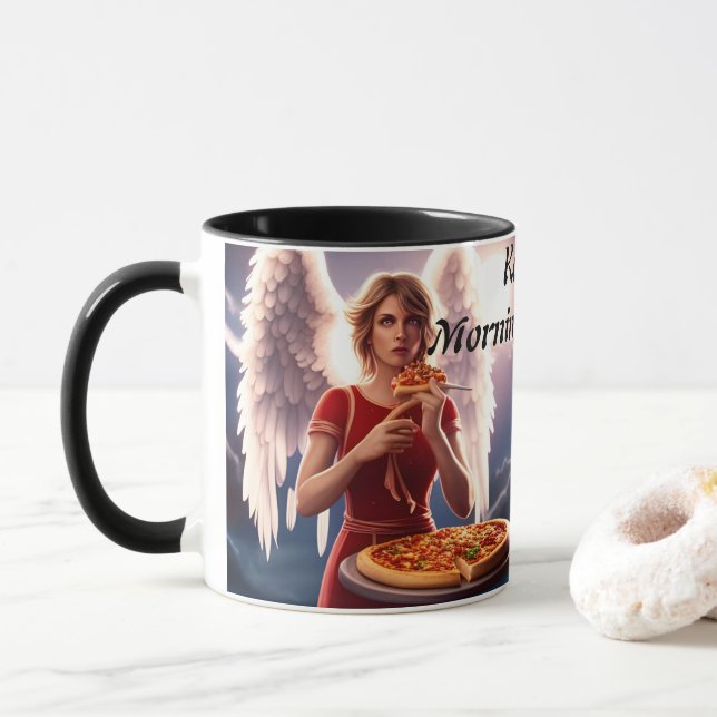 Katies Personalisiert anpassbares Koffein am Morge Tasse (Mit Donut)