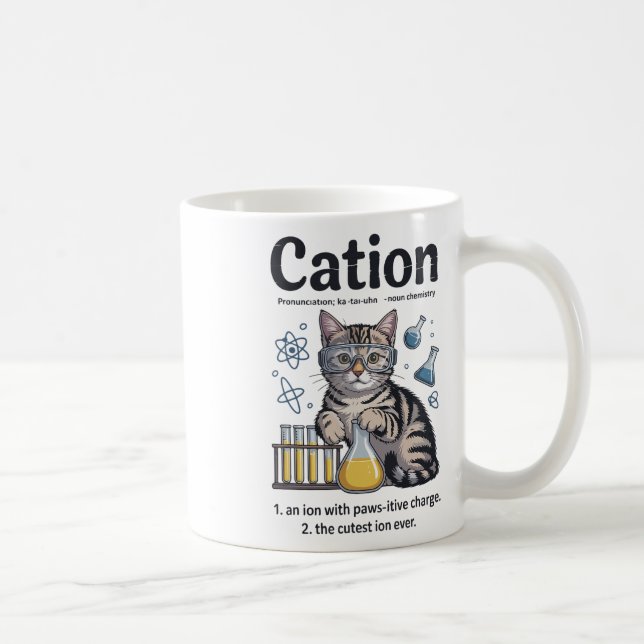 Kation Shirt Katze Wissenschaft Chemie Lehrer Lust Kaffeetasse (Rechts)