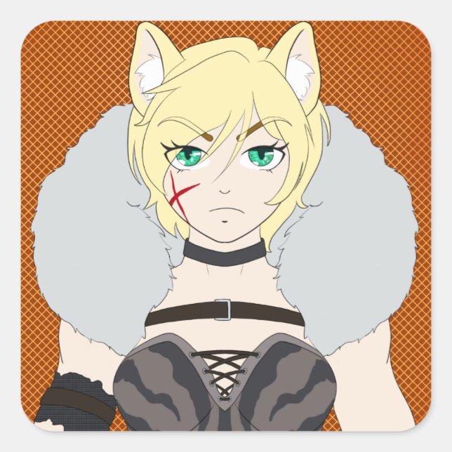 Katlin-chan Quadratischer Aufkleber (Vorderseite)