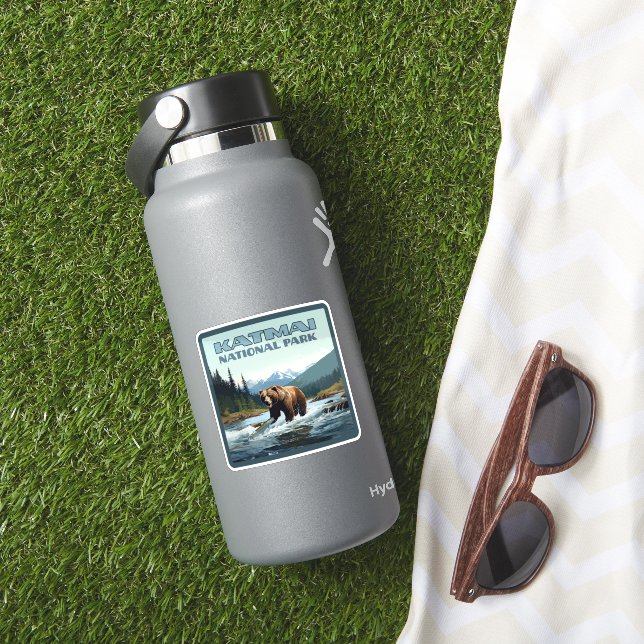 Katmai National Park Alaska Bear Brooks River Aufkleber (HydroFlask Insitu)