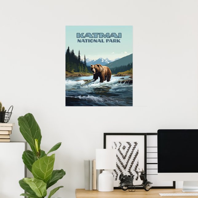 Katmai National Park Alaska Bear Brooks River Poster (Heimbüro)