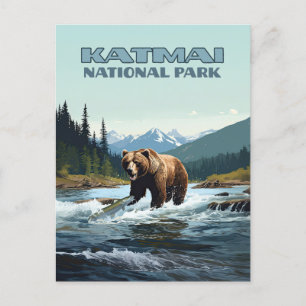 Katmai National Park Alaska Bear Brooks River Postkarte