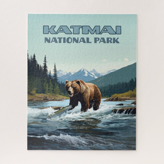 Katmai National Park Alaska Bear Brooks River Puzzle (Vertikal)