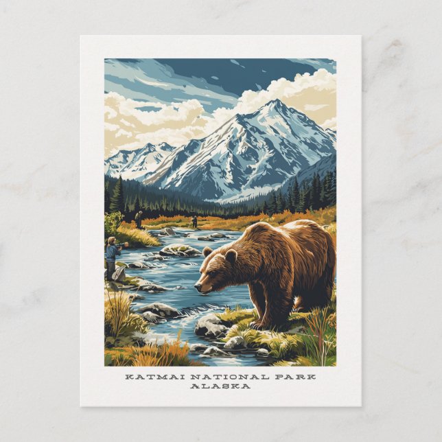 Katmai National Park Alaska Travel Postcard Postkarte (Vorderseite)