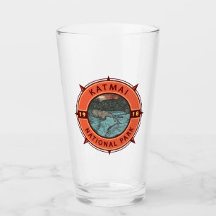 Katmai National Park Grizzly Bear Retro Compass Glas