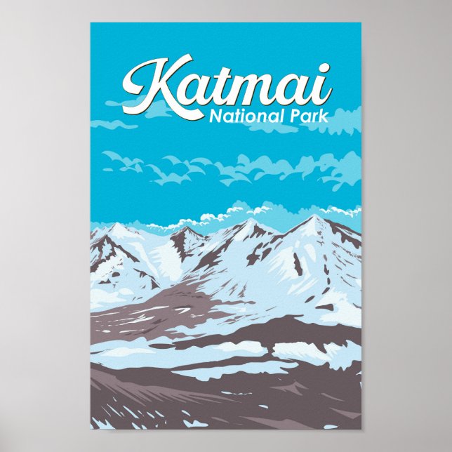 Katmai National Park Illustration Reisen Art Retro Poster (Vorne)