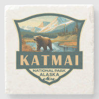 Katmai National Park Illustration Retro Abzeichen