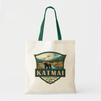 Katmai National Park Illustration Retro Abzeichen