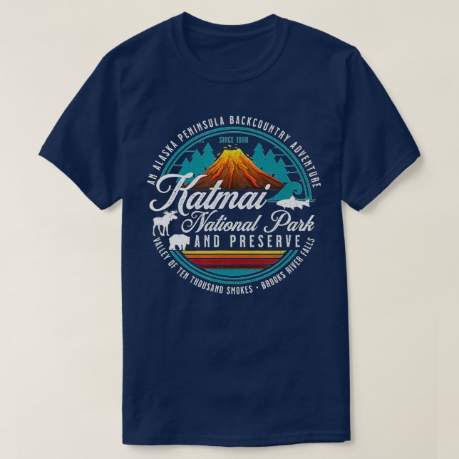 Katmai National Park Preserve Alaska Bear Watching T-Shirt (Design vorne)