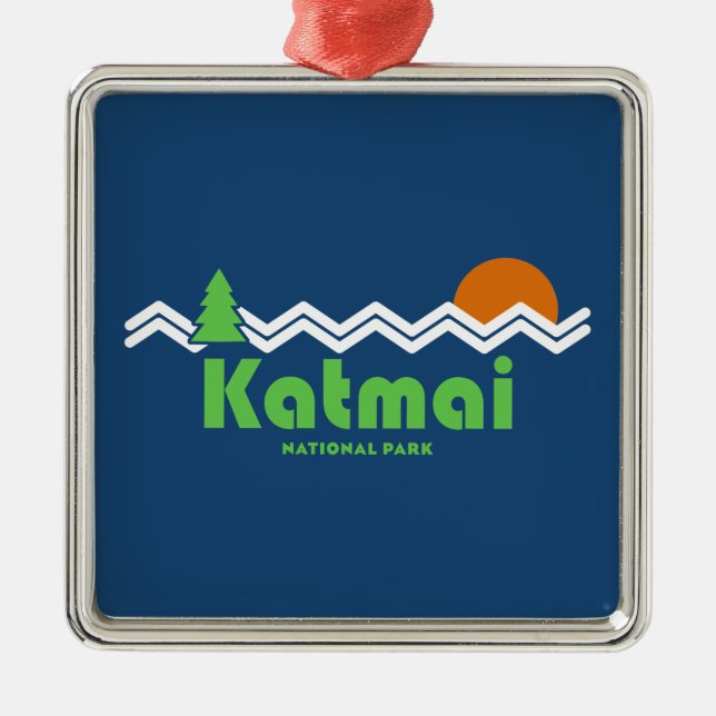 Katmai National Park Retro Ornament Aus Metall (Vorne)