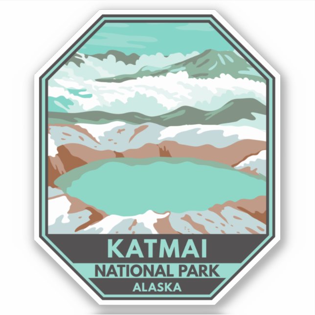 Katmai National Park Summit Krater Lake Alaska Aufkleber (Vorderseite)