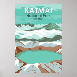 Katmai National Park Summit Krater Lake Alaska Poster