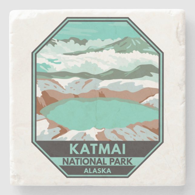 Katmai National Park Summit Krater Lake Alaska Steinuntersetzer (Vorderseite)