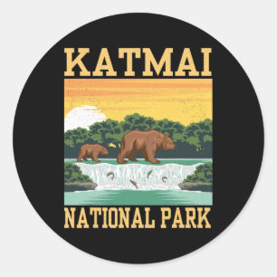 Katmai Nationalpark Alaska Bär Wandern Outdoor Runder Aufkleber