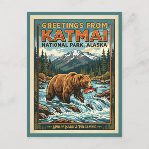 Katmai-Nationalpark Alaska Retro Postkarte