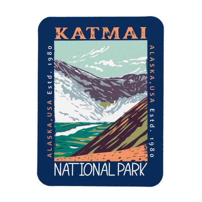 Katmai Nationalpark Alaska Vintag erschüttert Magnet (Vertikal)
