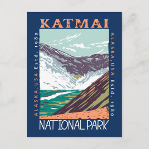 Katmai-Nationalpark Alaska Vintage-Distressed Postkarte