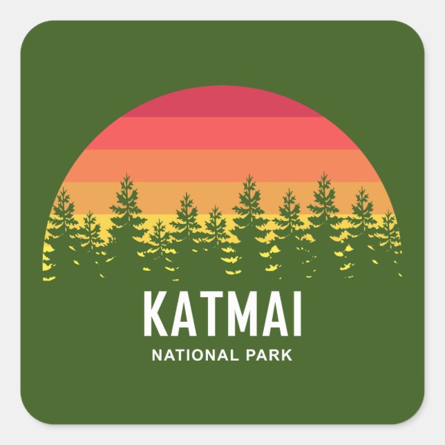 Katmai Nationalpark Quadratischer Aufkleber (Vorderseite)