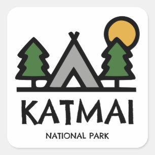Katmai Nationalpark Quadratischer Aufkleber