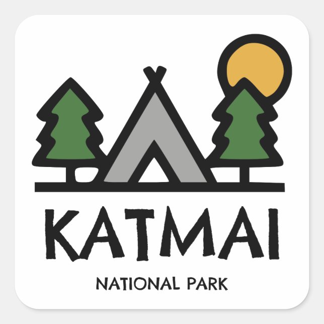 Katmai Nationalpark Quadratischer Aufkleber (Vorderseite)
