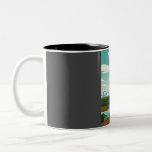 Katmai Nationalpark Vintages Retroposter Zweifarbige Tasse