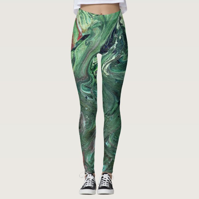 Katmandu 3 Mesmerizing Grüne Abstrakte Leggings (Vorderseite)