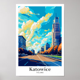 Katowice Poland Travel Potrait Illustration Poster
