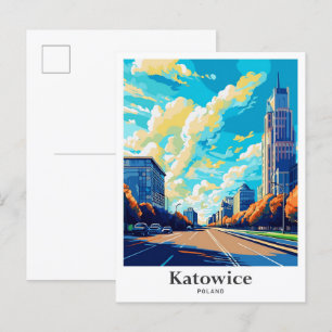 Katowice Poland Travel Potrait Illustration Postkarte