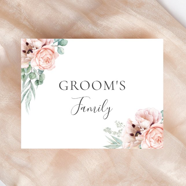 Katrina Pink Floral Groom's Family Wedding Sign (Von Creator hochgeladen)