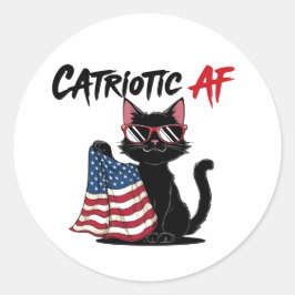 Katriotischer AF - Cooler Schwarzer Katzen - Patri Runder Aufkleber
