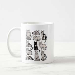 Kats 90er Vintage-Ästhetik Retro-Katzen-Illustrati Kaffeetasse
