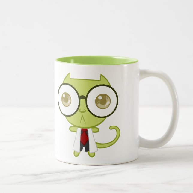 Kats mit Glassez: Professor Oops Mug Zweifarbige Tasse (Rechts)