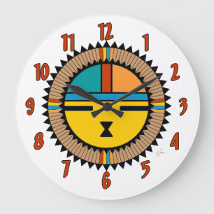 Katsina (Kachina) Sun Face Große Wanduhr