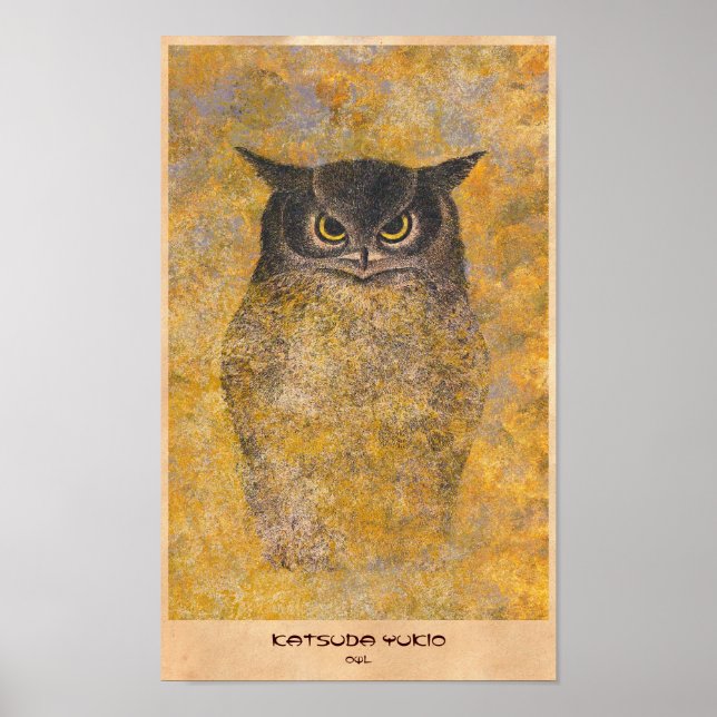 Katsuda Yukio Owl japanese orientalische Kunst Poster (Vorne)