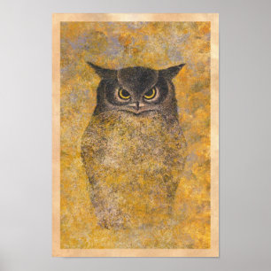 Katsuda Yukio Owl japanese orientalische Kunst Poster