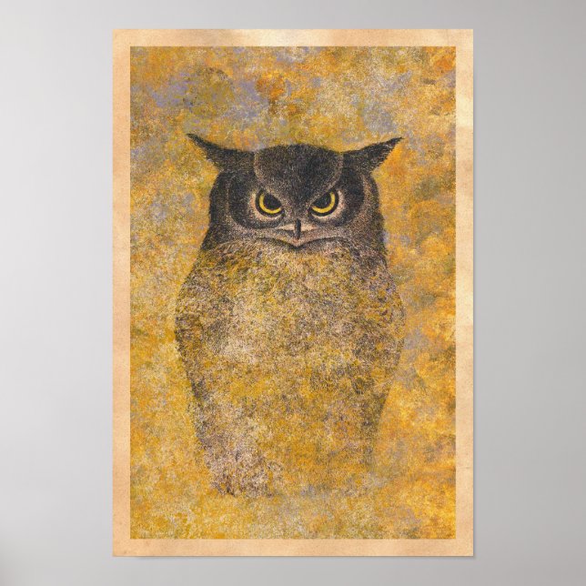 Katsuda Yukio Owl japanese orientalische Kunst Poster (Vorne)
