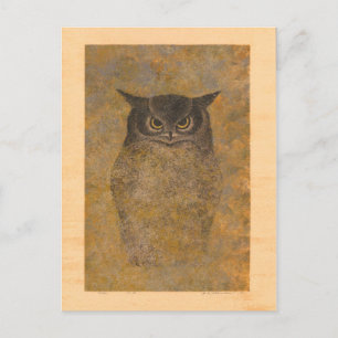 Katsuda Yukio Owl Japanese Woodblock Postkarte