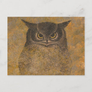 Katsuda Yukio Owl Japanese Woodblock Postkarte