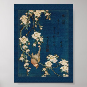 Katsushika Hokusai 葛飾 北斎 Stieglitz und Kirschbaum Poster
