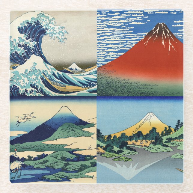 Katsushika Hokusai - 36 Ausblicke auf den Fuji Glasuntersetzer (Vorderseite)